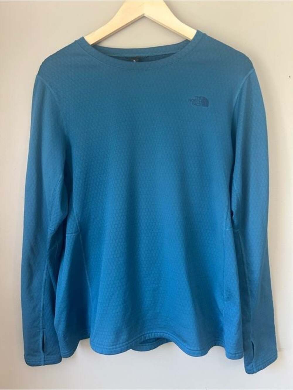 The North Face Women’s Blue Grid Fleece Pullover Crewneck XL